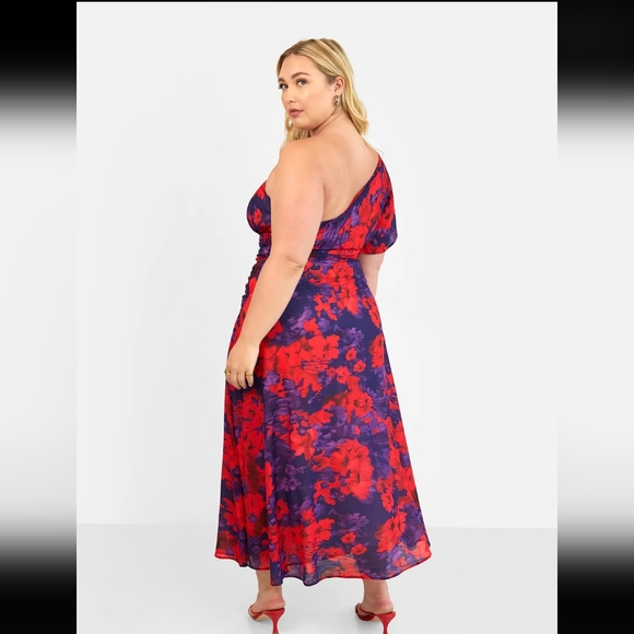 Rebdolls Red and Purple Asymmetrical One Shoulder Sundress 1x 14/16 - Picture 5 of 6